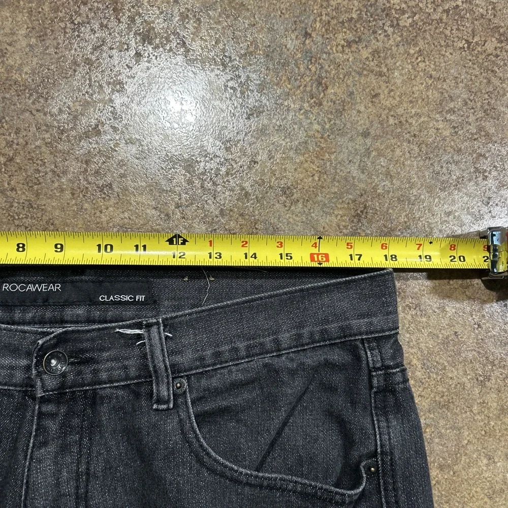 Vintage Y2k Rocawear Jeans Mens Size 36x30 Black Hip Hop Straight Flap